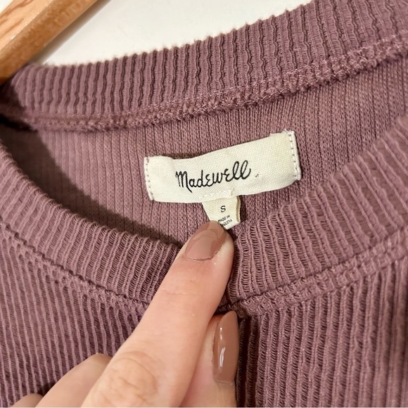 Madewell Texture & Thread Jacquard Knot-Front Top in Frosty Mauve sz S - Picture 3 of 5